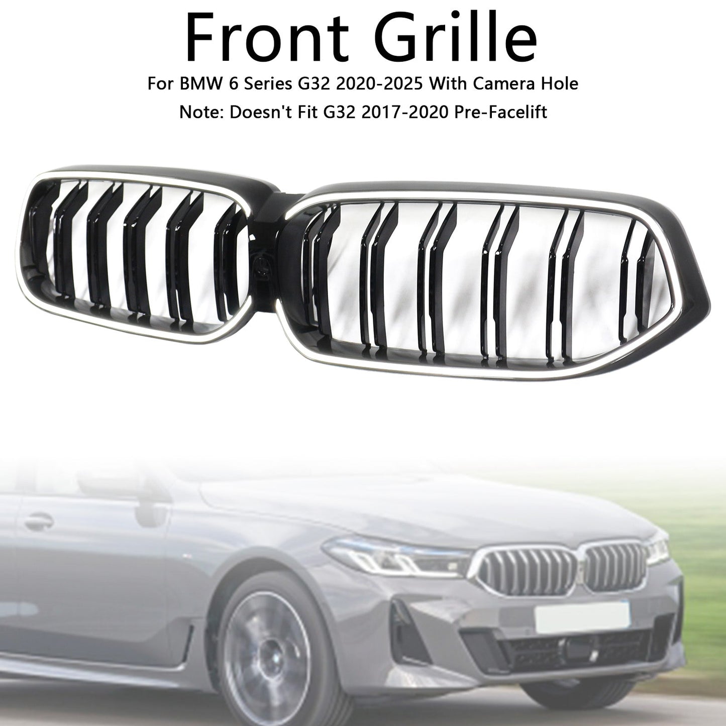 Griglia anteriore a doppio rene nera BMW Serie 6 G32 2020-2025