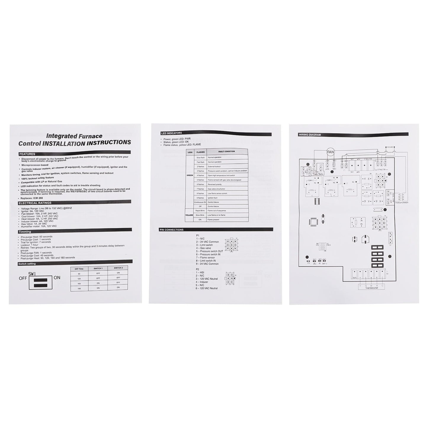 Scheda di controllo della fornace 1012920A compatibile con Rheem 62-24084-82 2-24084-02