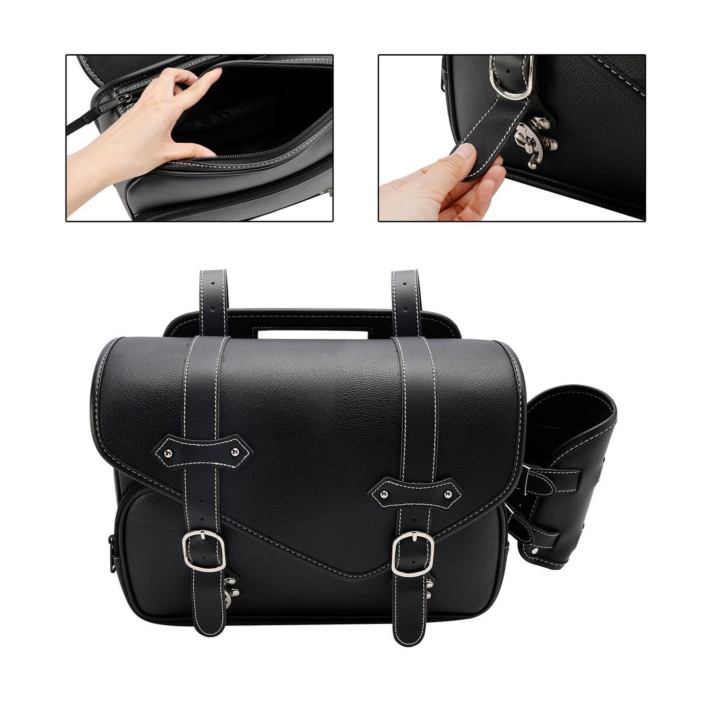 Borsa posteriore in PU Borsa laterale Borsa posteriore Borsa portaoggetti nera per moto