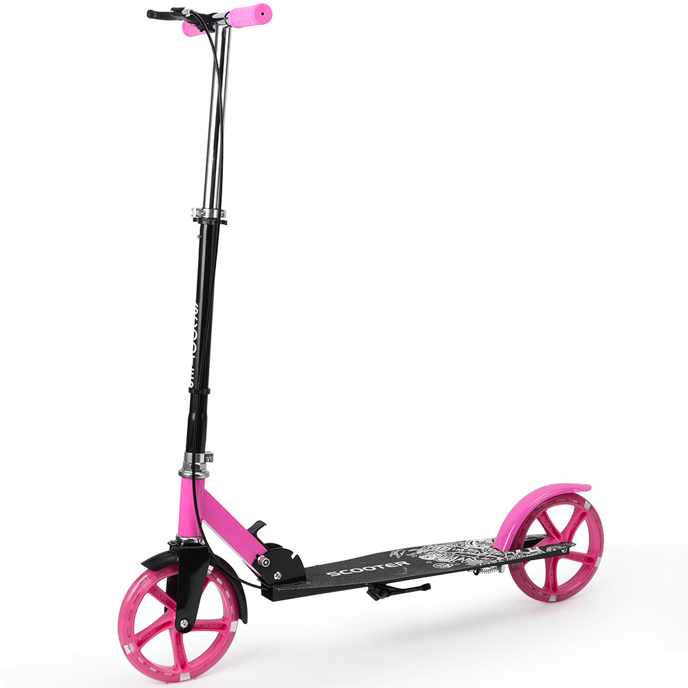 Monopattino pieghevole pendolare adulti/adolescenti ruote PU piene luminose 8" doppi freni sicurezza piattaforma antiscivolo
