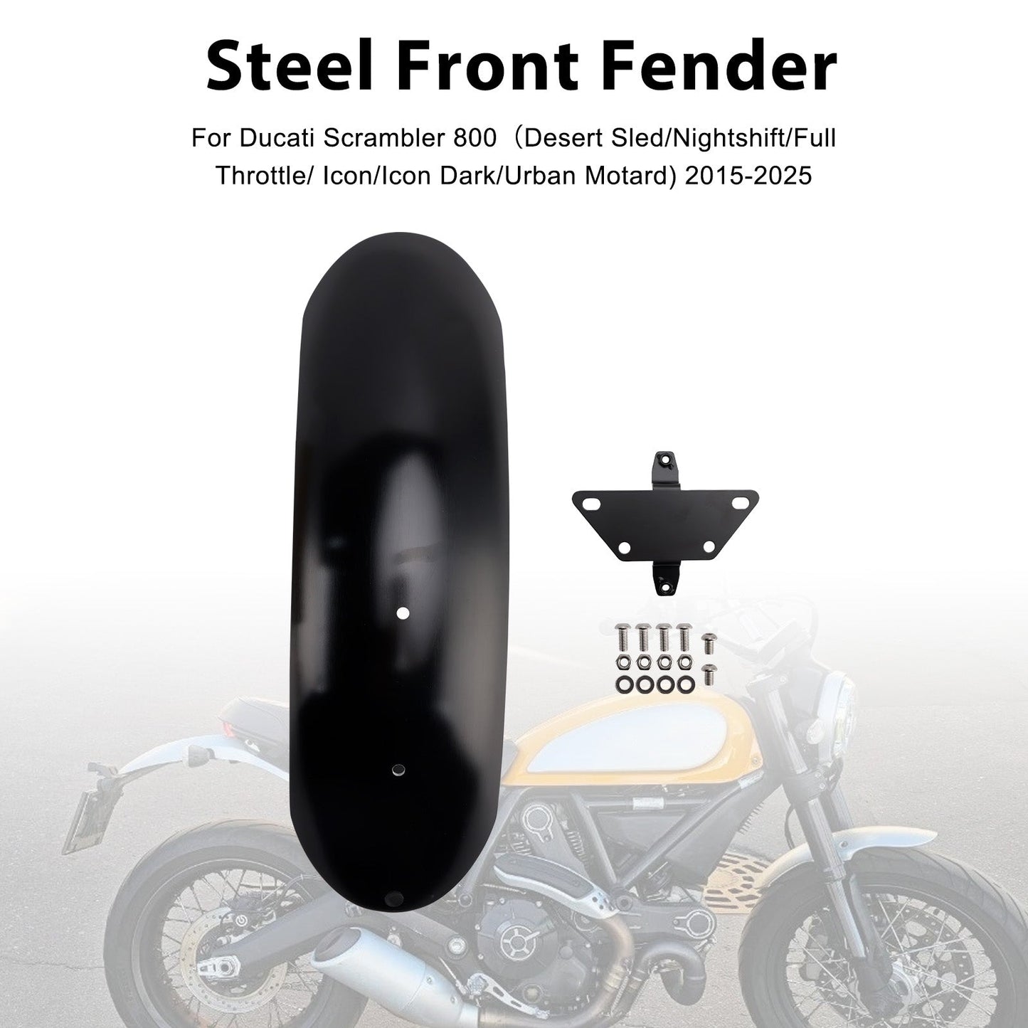 Parafango anteriore in acciaio per Ducati Scrambler 800 (Desert Sled/Nightshift/Full Throttle/Icon/Icon Dark/Urban Motard) 2015-2025