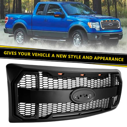 Griglia paraurti anteriore stile Raptor nero opaco Ford F150 2009-2014 con LED
