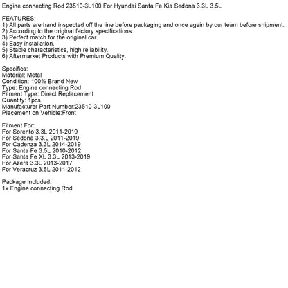 Biella motore 23510-3L100 per Hyundai Santa Fe Kia Sedona 3.3L 3.5L