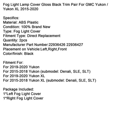 Coprifaro fendinebbia nero lucido, coppia, per Yukon XL 2015-2018 (sottomodello: Denali, SLE, SLT) 22936426