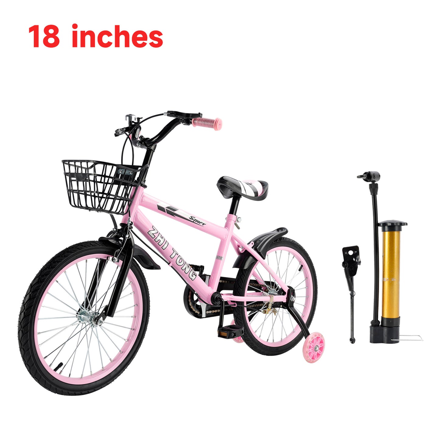 18 pollici di bici da bici per bambini sedile regolabile in bicicletta con ruote ausiliarie