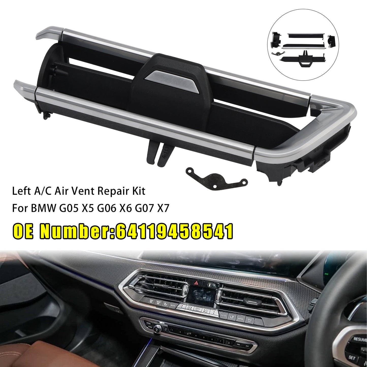 Kit di riparazione della presa d'aria A/C sinistra 64119458541 per BMW X5 G05 X7 G07 19-21 X6 G06 20-21