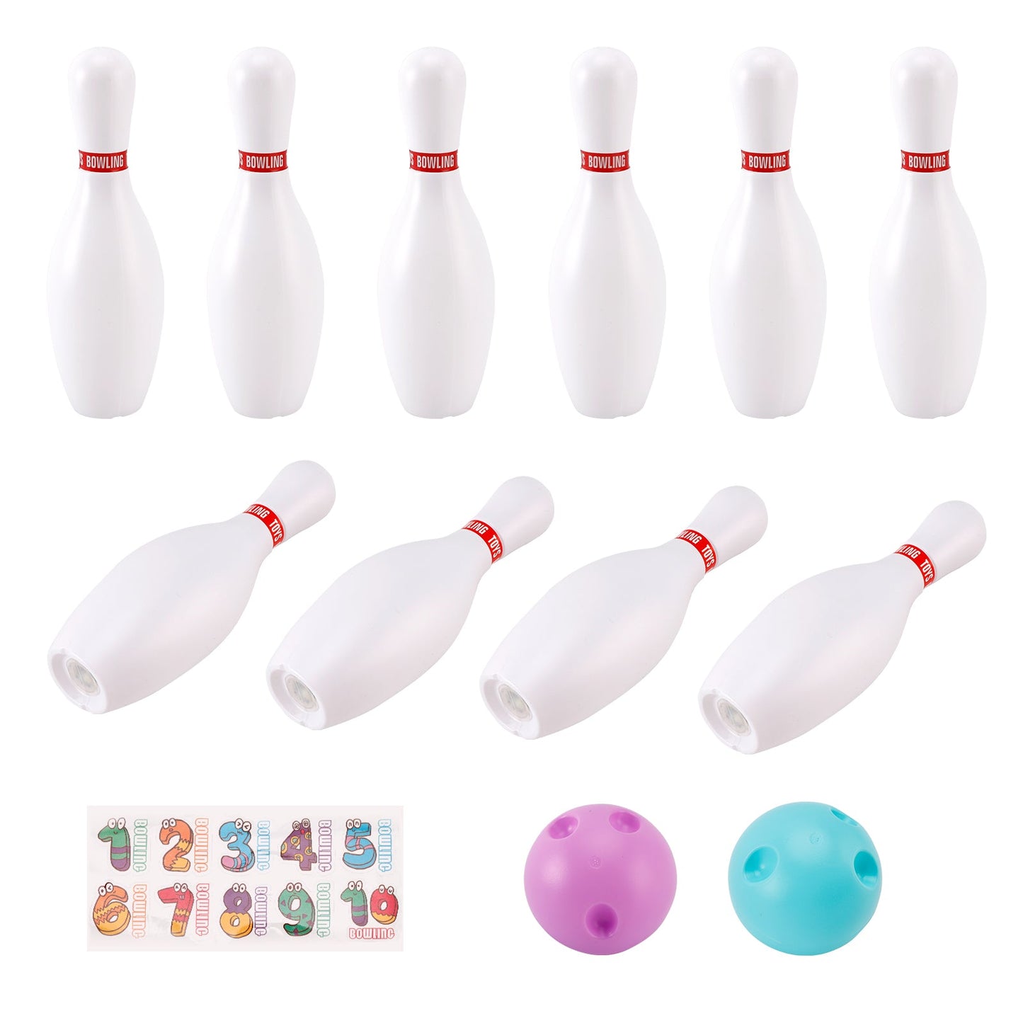 Set di palle da bowling luminose da 19 cm, giocattolo da gioco per feste per bambini, da interno e da esterno