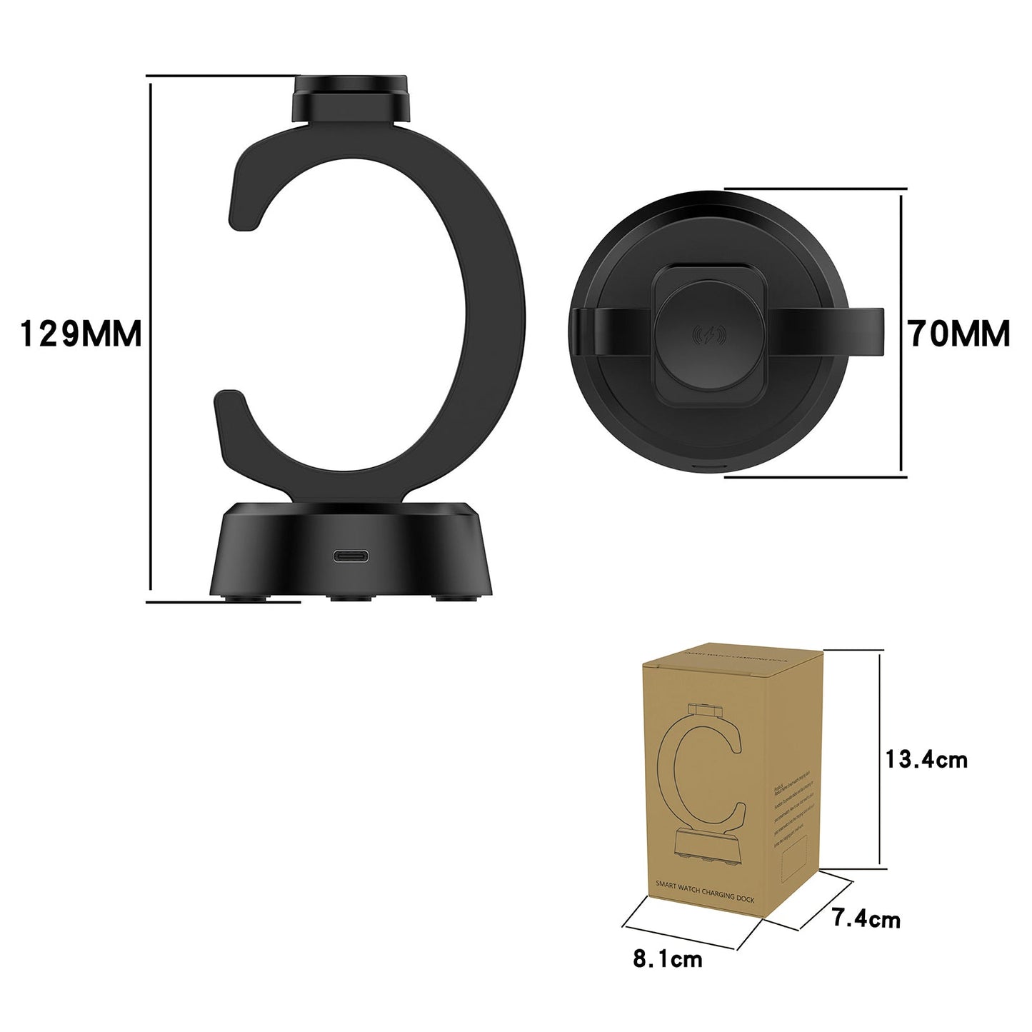 Caricabatterie verticale a forma di C per Apple Watch, adattatore per dock di ricarica per iWatch