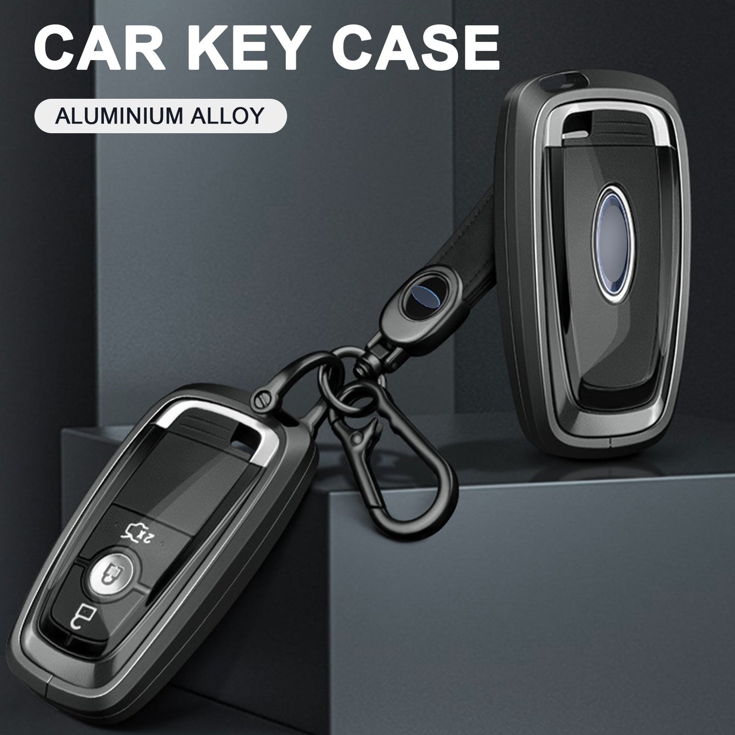 Custodia per chiave auto in TPU argentato in lega di alluminio con fibbia per Ford