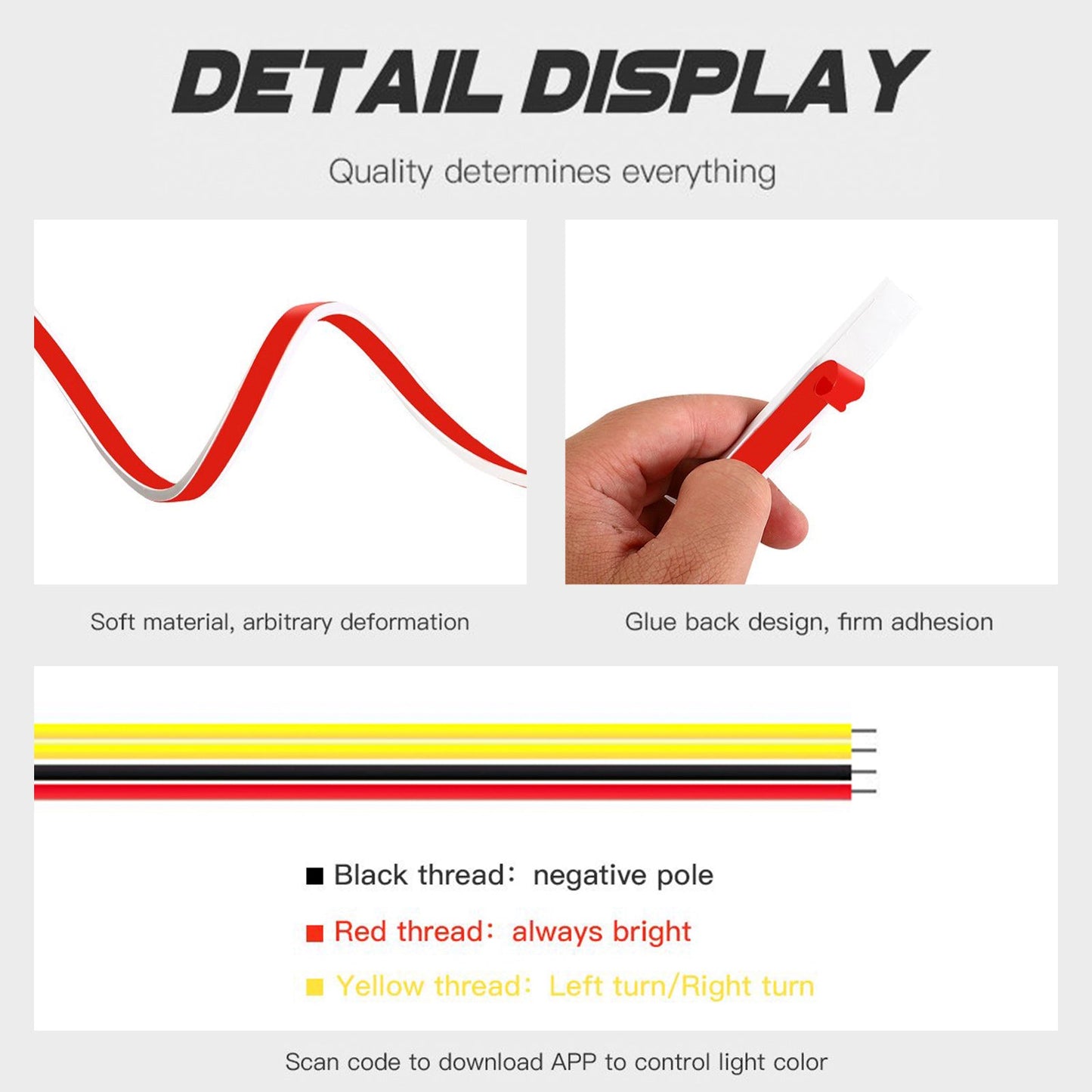 Striscia di luci diurne a LED per cofano auto con avvio dinamico flessibile della scansione
