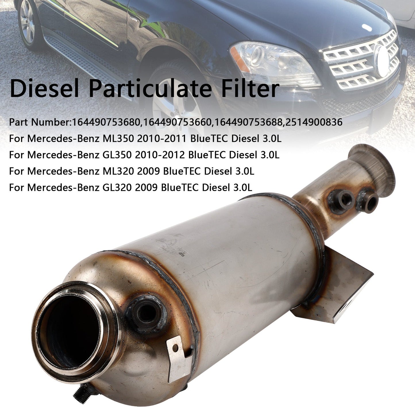 Filtro antiparticolato diesel DPF 164490753680 164490753660 Mercedes-Benz ML320 BlueTEC Diesel 3.0L 2009
