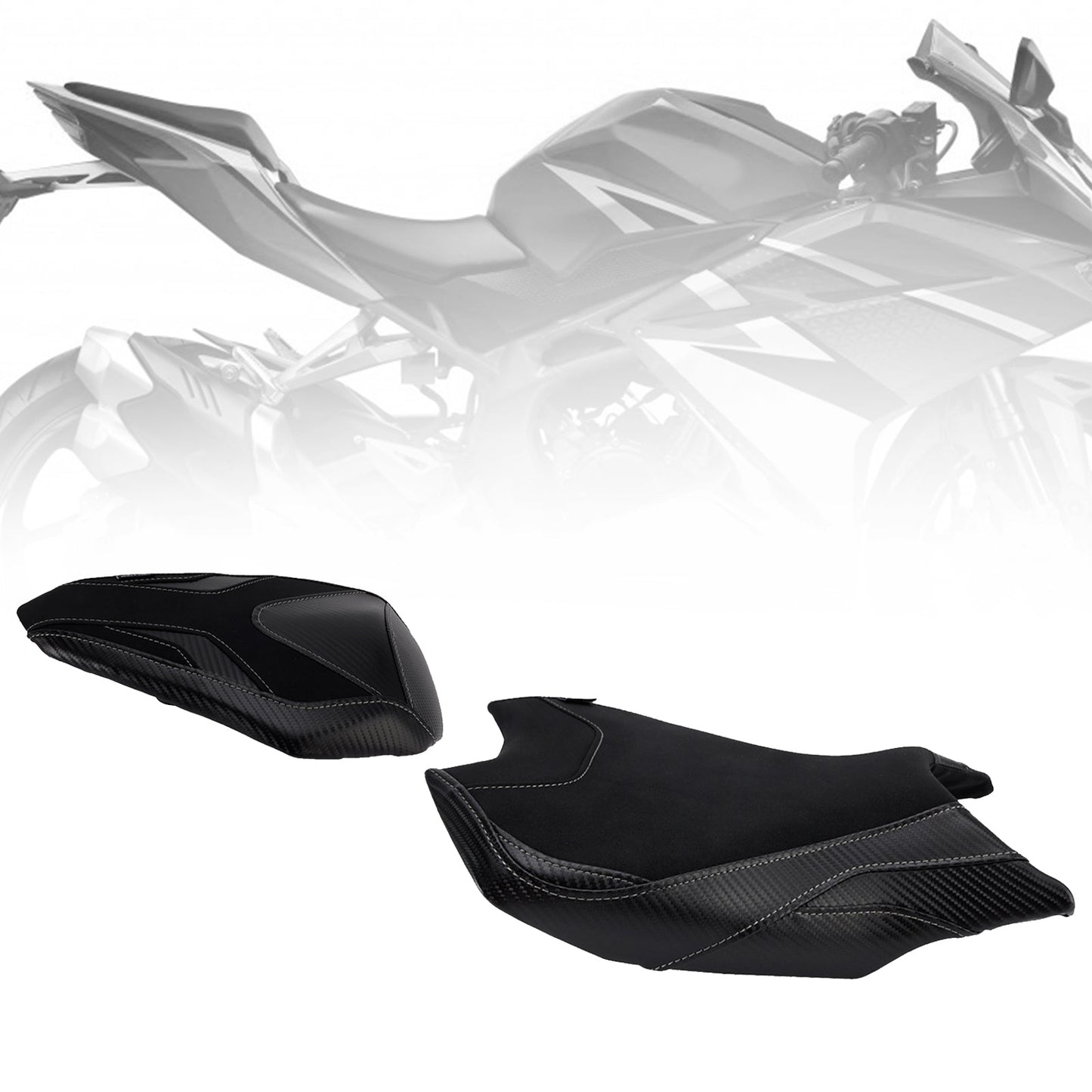 Kit cuscini passeggero anteriori e posteriori Raider per Honda CBR250RR 2017-2024 2023, colore nero