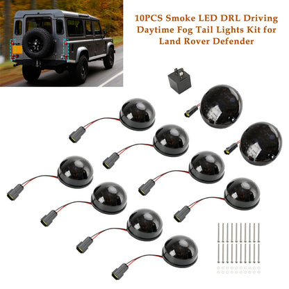 1983-1990 Land Rover Defender 90/110 Smoke LED DRL Kit luci posteriori fendinebbia diurne 10 pezzi
