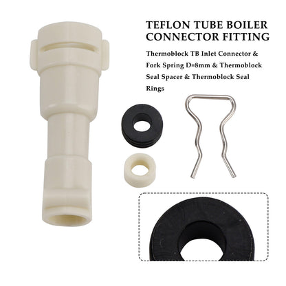 Kit di connettore di ingresso ThermoBlock, guarnizione, distanziale e forcella D8mm per elemento riscaldante dell'acqua adatto per macchina da caffè Philips 422224777123