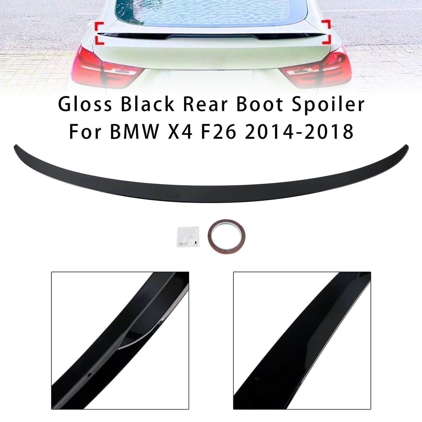 Spoiler posteriore per bagagliaio BMW X4 F26 2014-2018 nero lucido