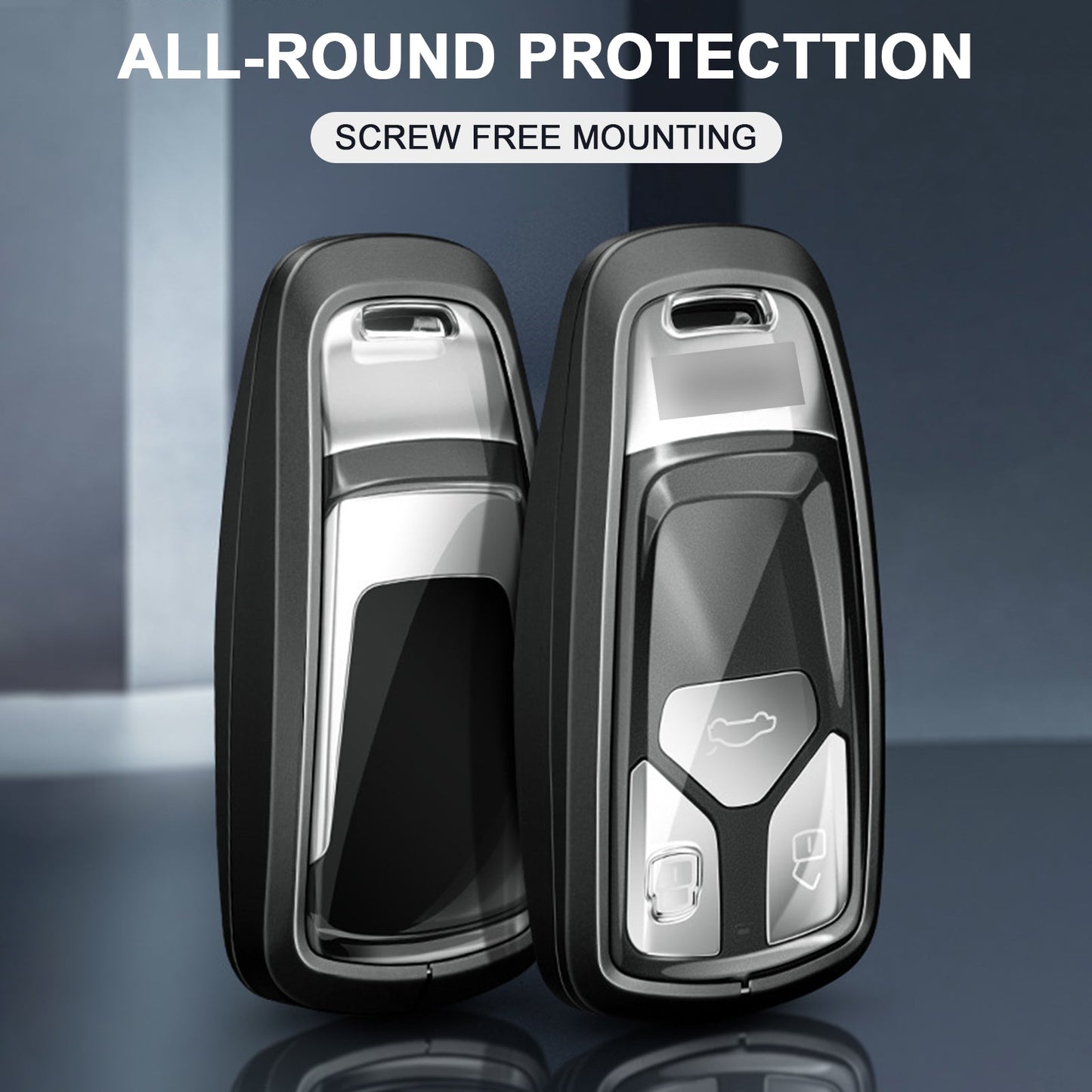 Custodia per chiave auto in TPU nero in lega di alluminio con fibbia per Audi a6l a4l a3