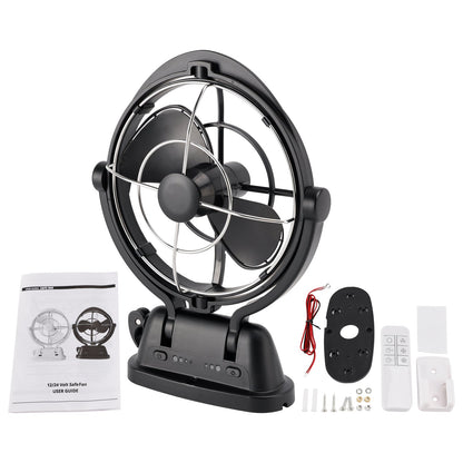 Ventola di ventilazione intelligente a bassa potenza con controllo della temperatura progettata specificamente per ambienti di navi e camper 12 V/24 V nera