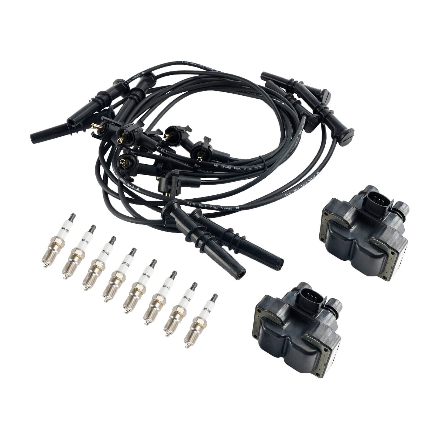 1997-1999 Ford E-150 Econoline Club Wagon V8 4.6L 2 bobine di accensione, 8 candele e set di cavi FD487 SP432