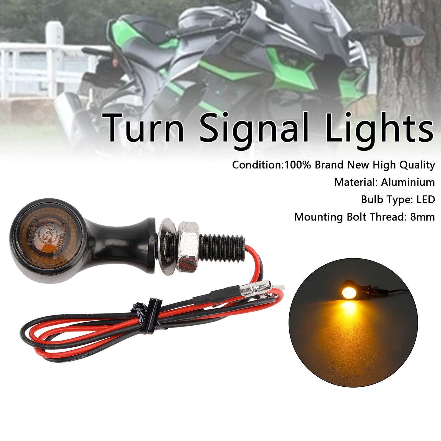 Indicatore di direzione a LED da 12 V, 8 mm, universale per moto Suzuki