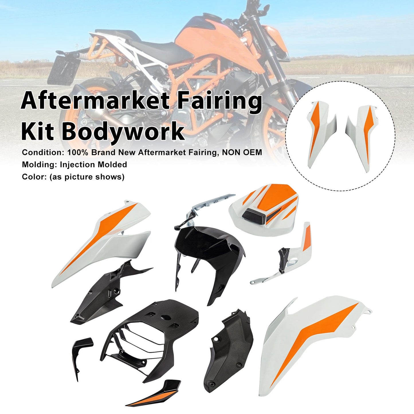Kit di carene in plastica stampata a iniezione per Honda 390 Duke 2017-2023