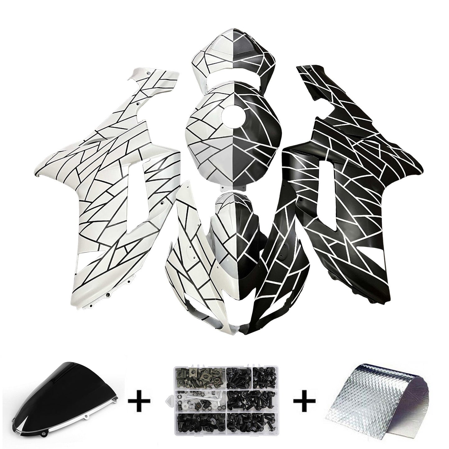 Kit carenatura iniezione in plastica ABS adatto per Kawasaki ZX6R 636 2007-2008