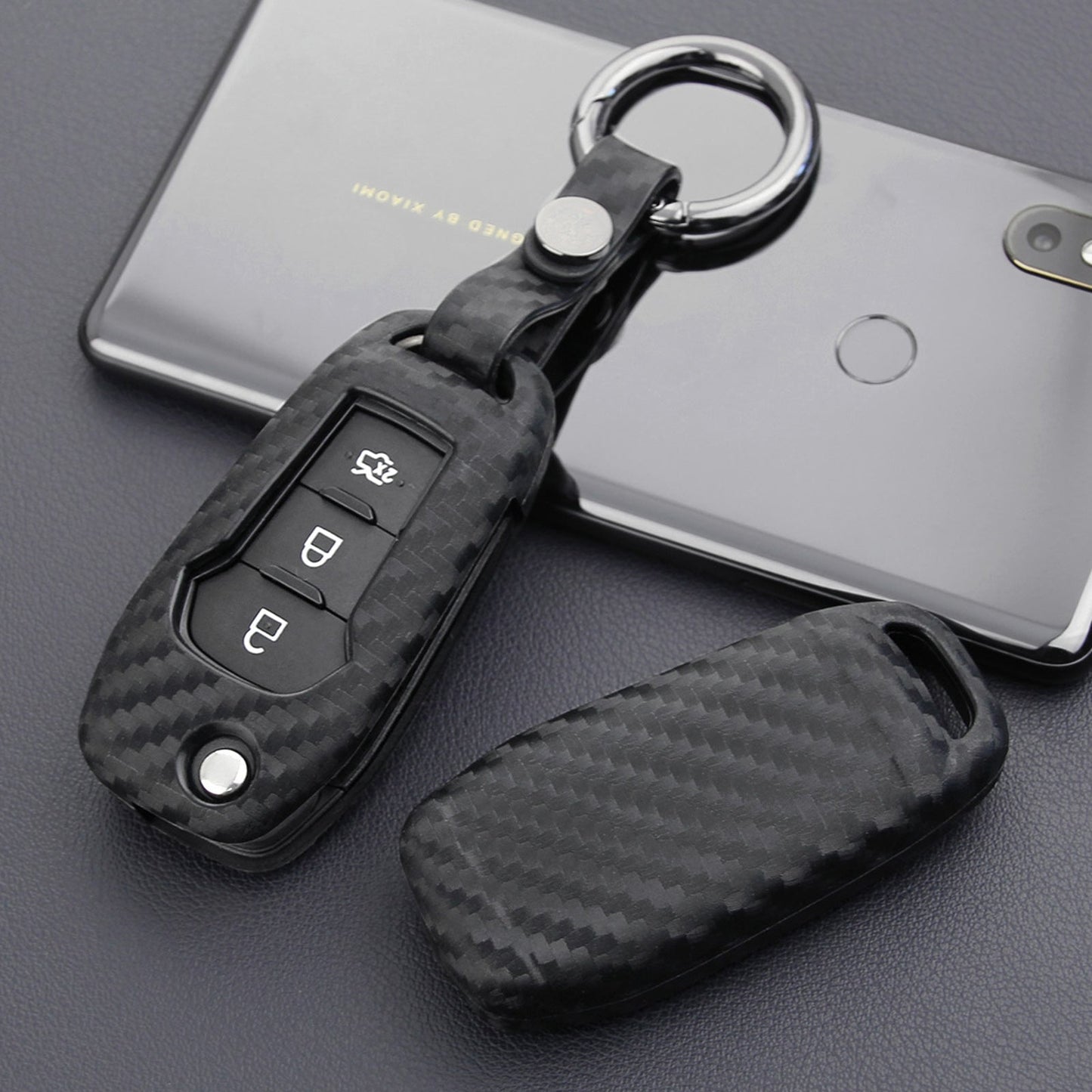 Custodia in pelle e silicone per chiave auto con fibbia per Ford