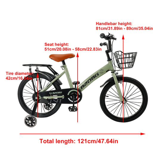 18 pollici di biciclette per bambini in bicicletta per bambini per età 7-9 anni con ruote ausiliarie