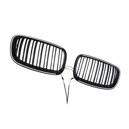 Griglia anteriore a doppio rene nera lucida per paraurti, compatibile con BMW X5 E70 X6 E71 2007-2013