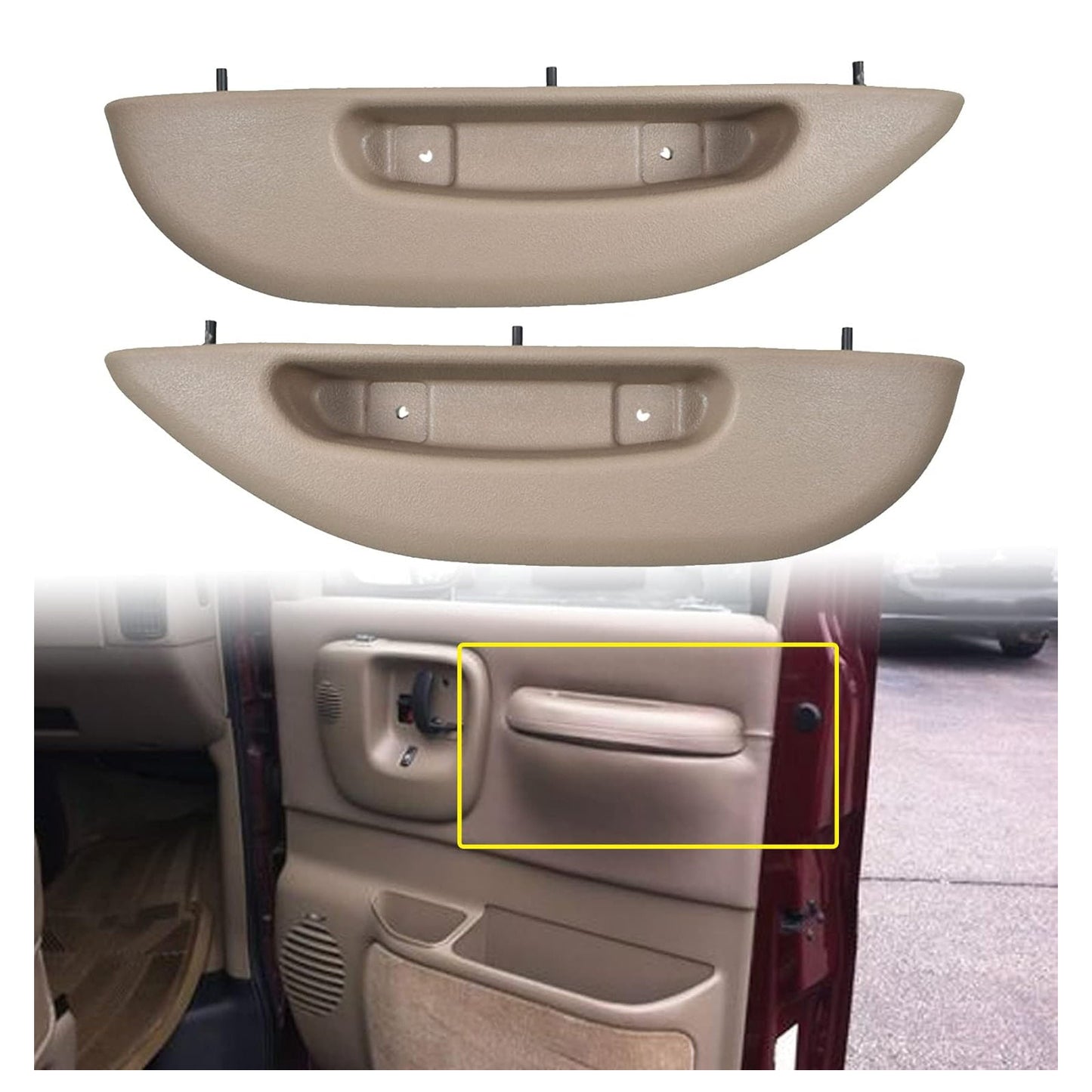 2 pezzi Copertura maniglia bracciolo portiera per furgone Chevy GMC Savana 1996-2002 Beige