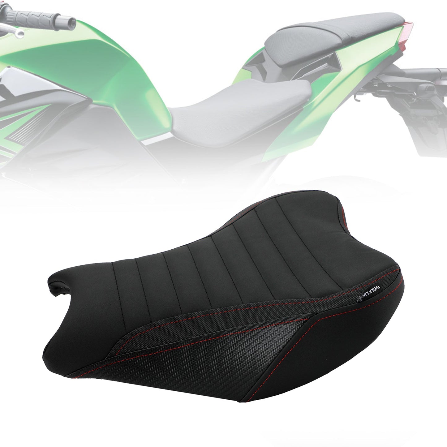 Cuscino anteriore e posteriore per sella pilota/passeggero Kawasaki Ninja Z900, colore verde, compatibile con modelli dal 2017 al 2024.