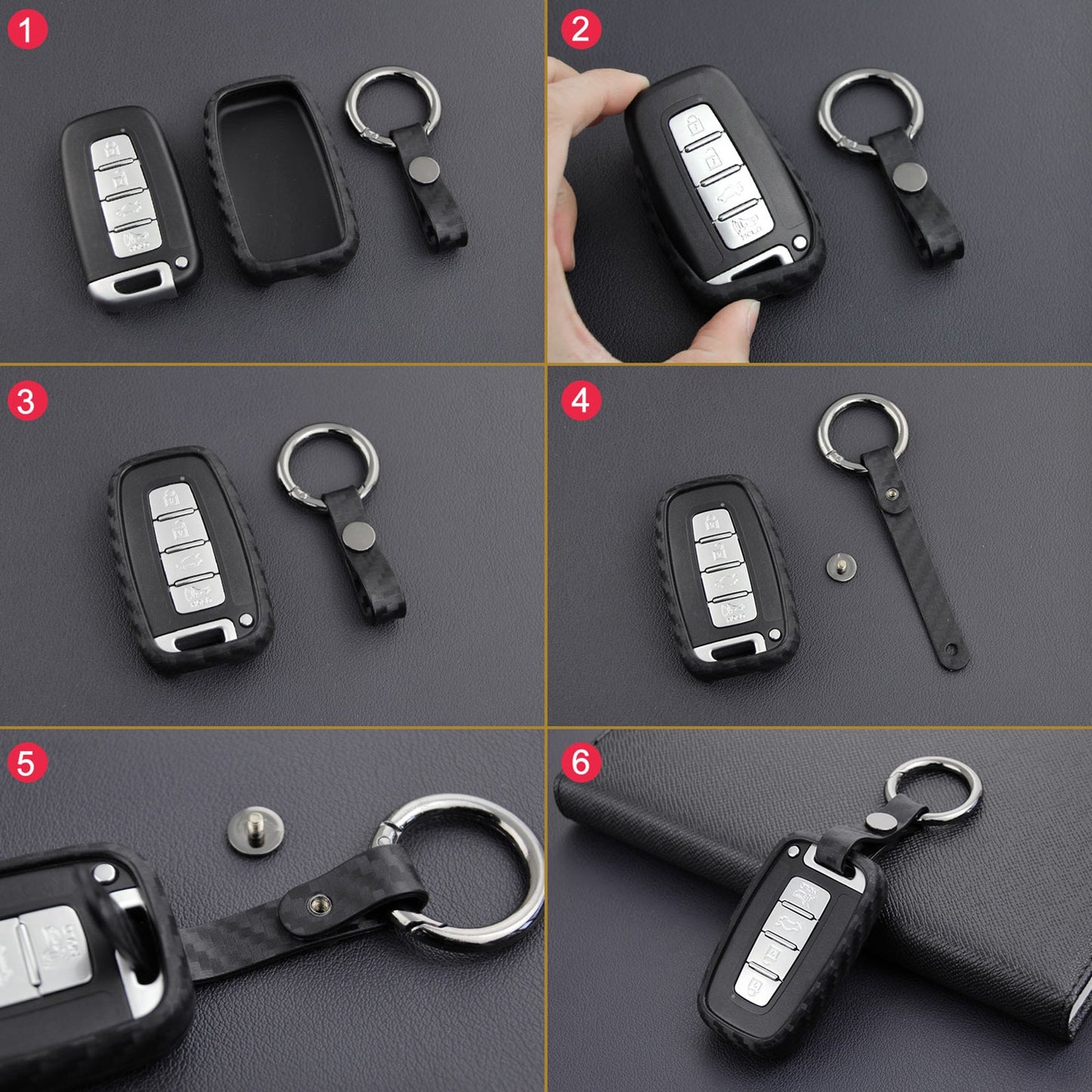 Custodia in pelle e silicone per chiave auto con fibbia per Hyundai e Smart (vecchie e vecchie)