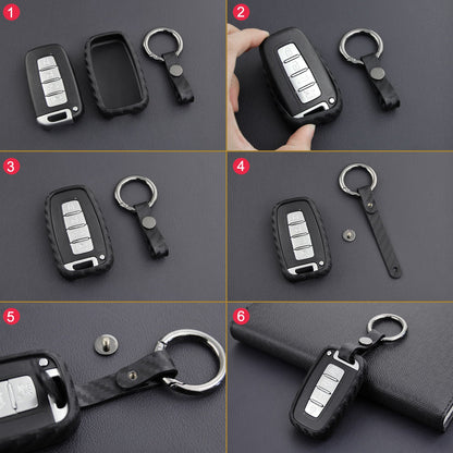 Custodia in pelle e silicone per chiave auto con fibbia per Hyundai e Smart (vecchie e vecchie)