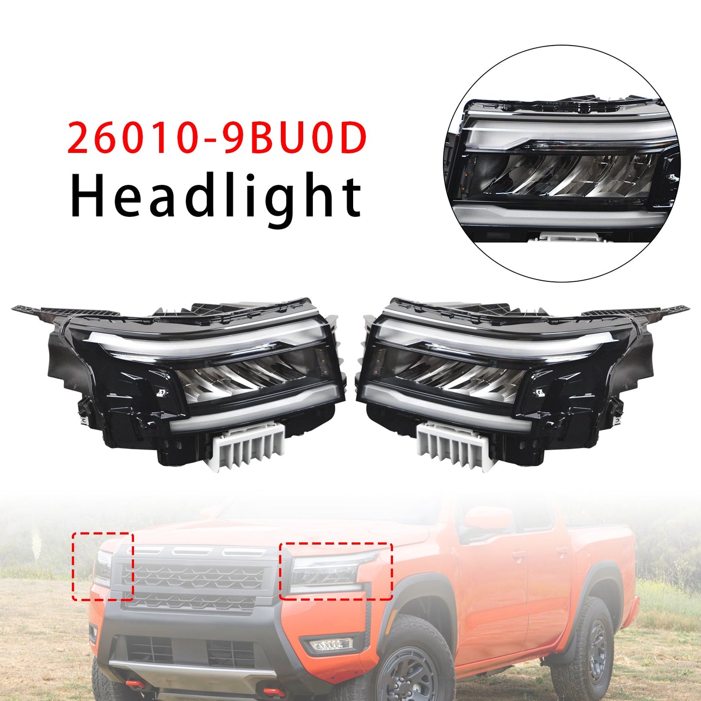 Fari anteriori a LED sinistro e destro con luci diurne (DRL) per Nissan Frontier 2022-2025