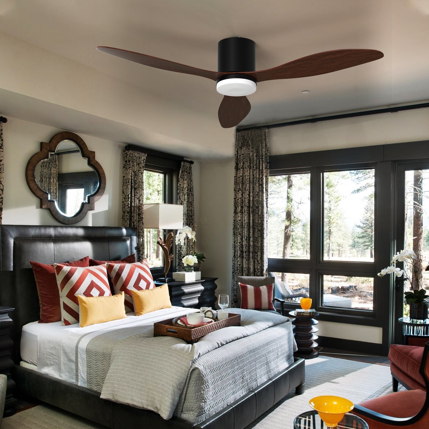 Dimmable LED  DC  Motor 42” Profile Ceiling Fan with Lights Remote/App Control