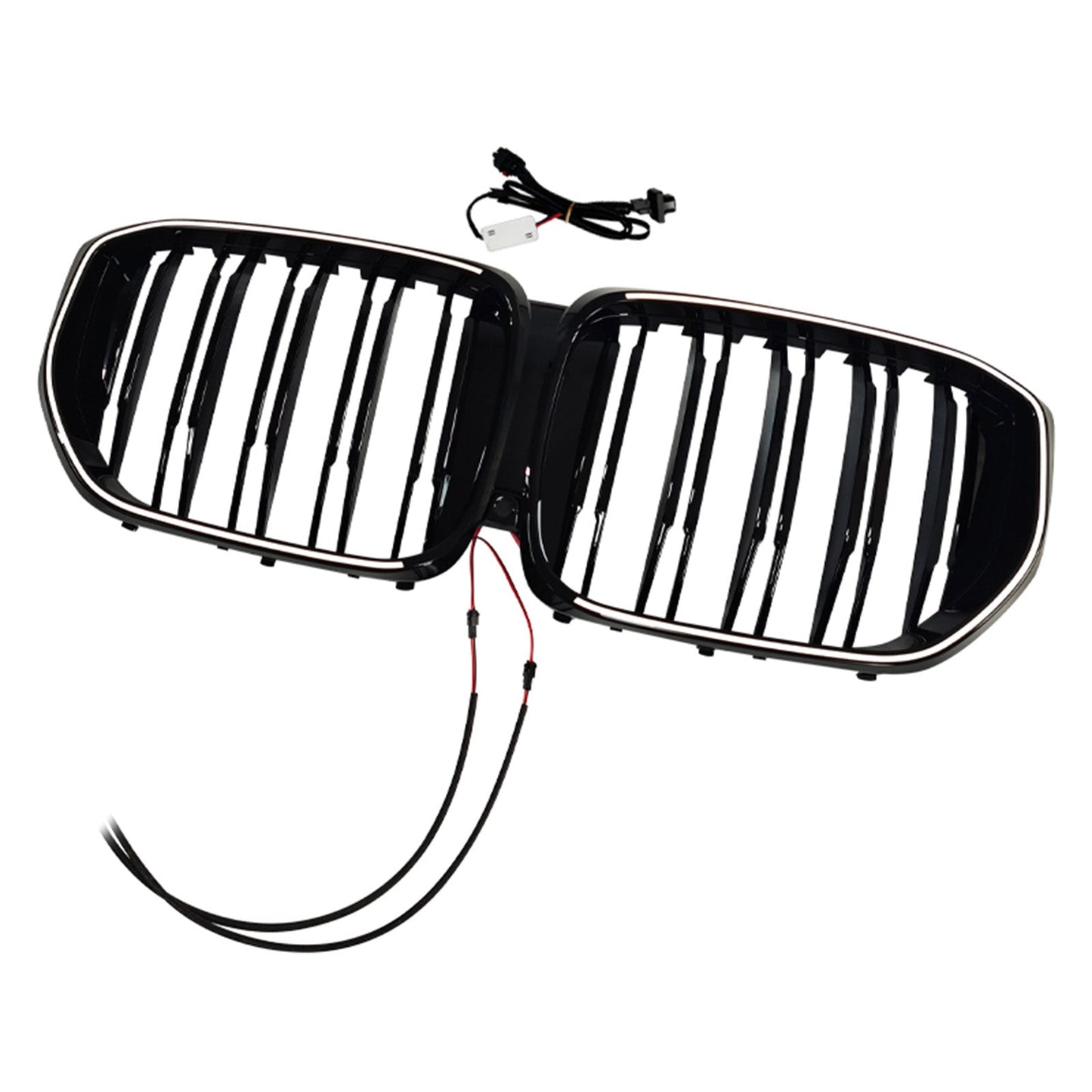 Griglia paraurti anteriore nera a doppia linea con LED per BMW G05 LCI X5 2024+