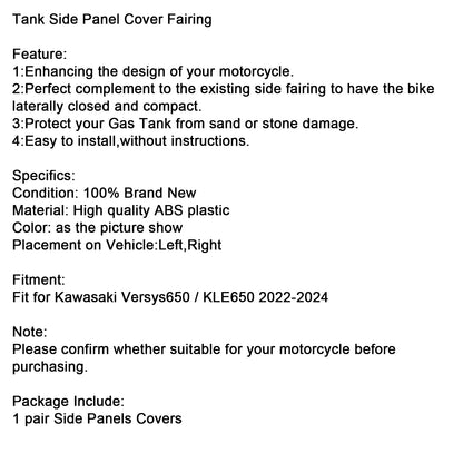2022-2024 Kawasaki Versys 650 KLE650 Pannello di copertura laterale del serbatoio Carenatura