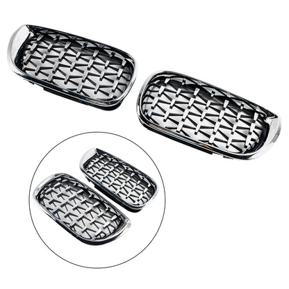 Pair Chrome Diamond Grille For BMW E46 Saloon/Touring Facelift 2002-2005 4Dr
