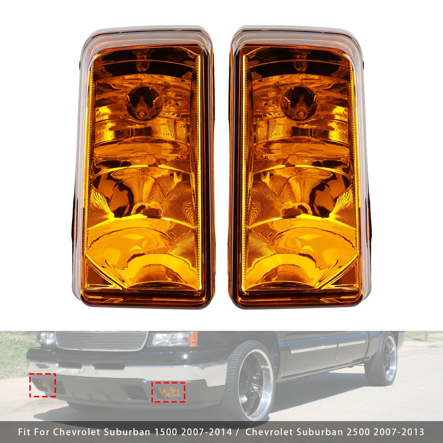 Coppia di fari fendinebbia con lampadine per Chevy Tahoe Sierra 2007-2015, lente gialla