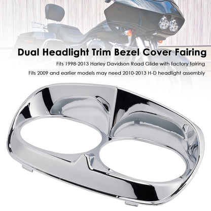 Copertura della cornice del faro anteriore doppio per Road Glide 1998-2013