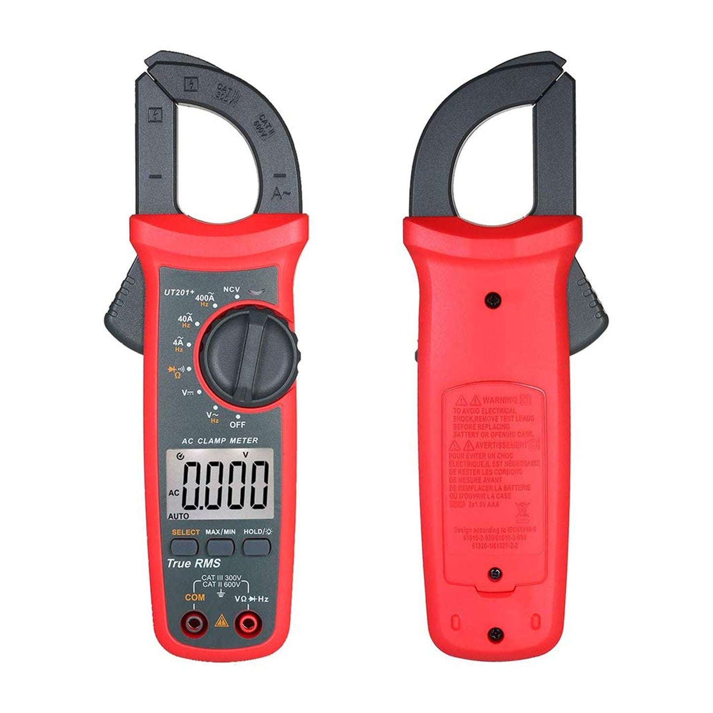 Pinza amperometrica digitale UT201+, 4000 conteggi, multimetro con selezione automatica della portata, corrente continua True RMS.