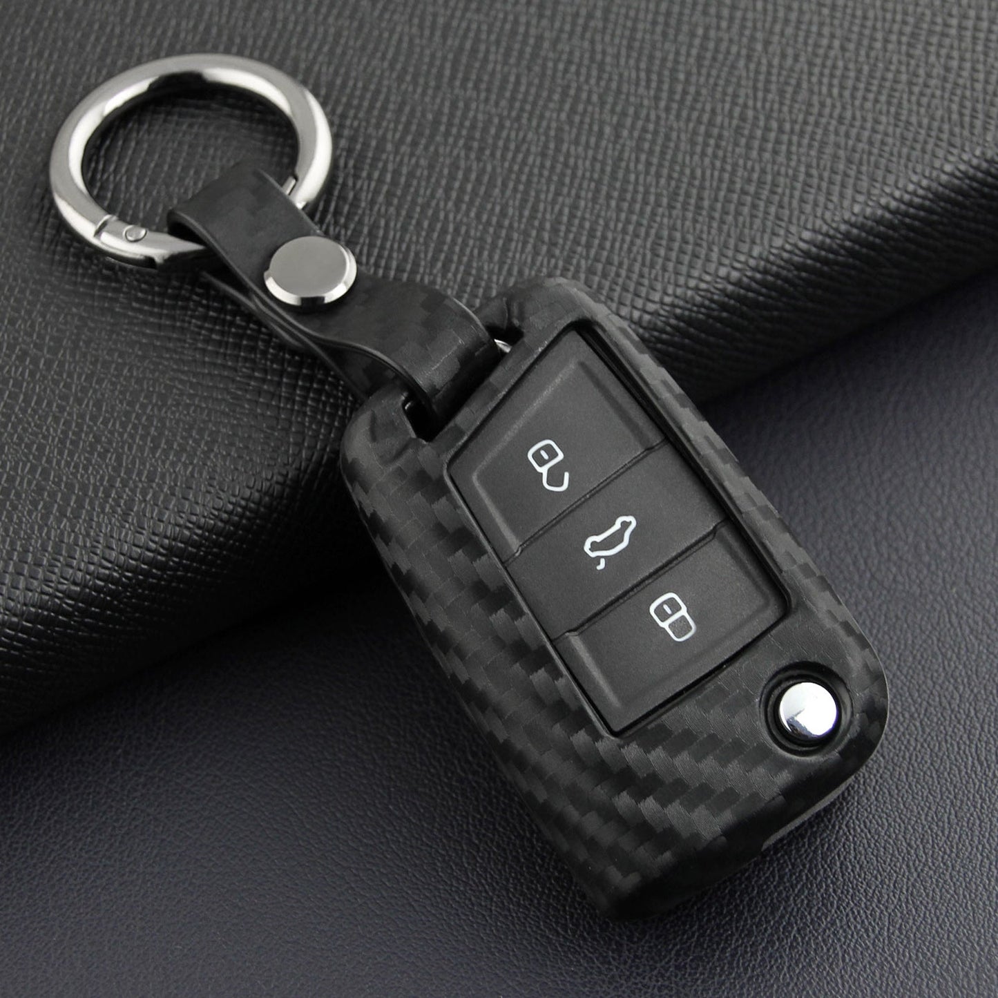 Custodia in silicone e pelle per chiave auto con fibbia per Volkswagen Golf MK7