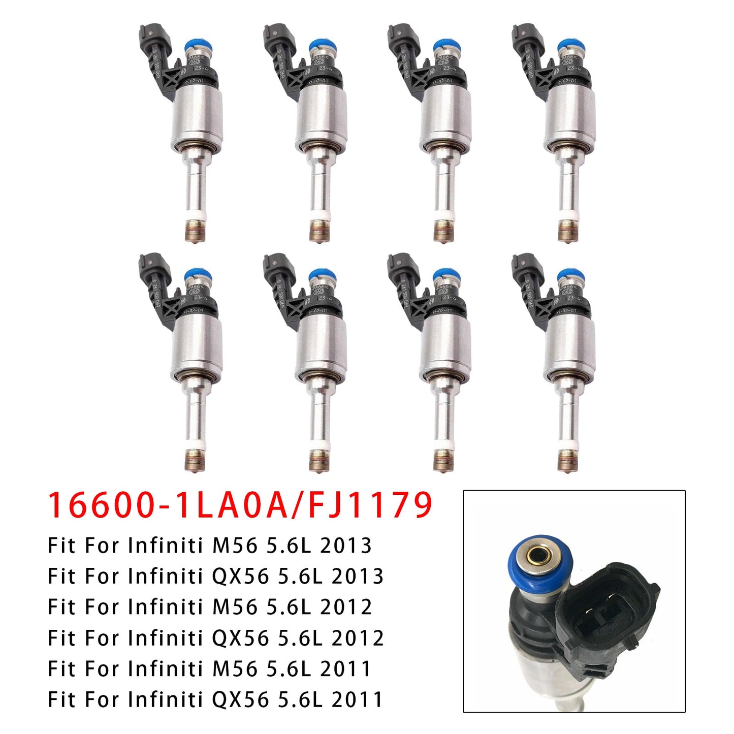 Iniettore di carburante 8 pezzi per Infiniti M56 QX56 Q70 5.6L 16600-1LA0A FJ1179