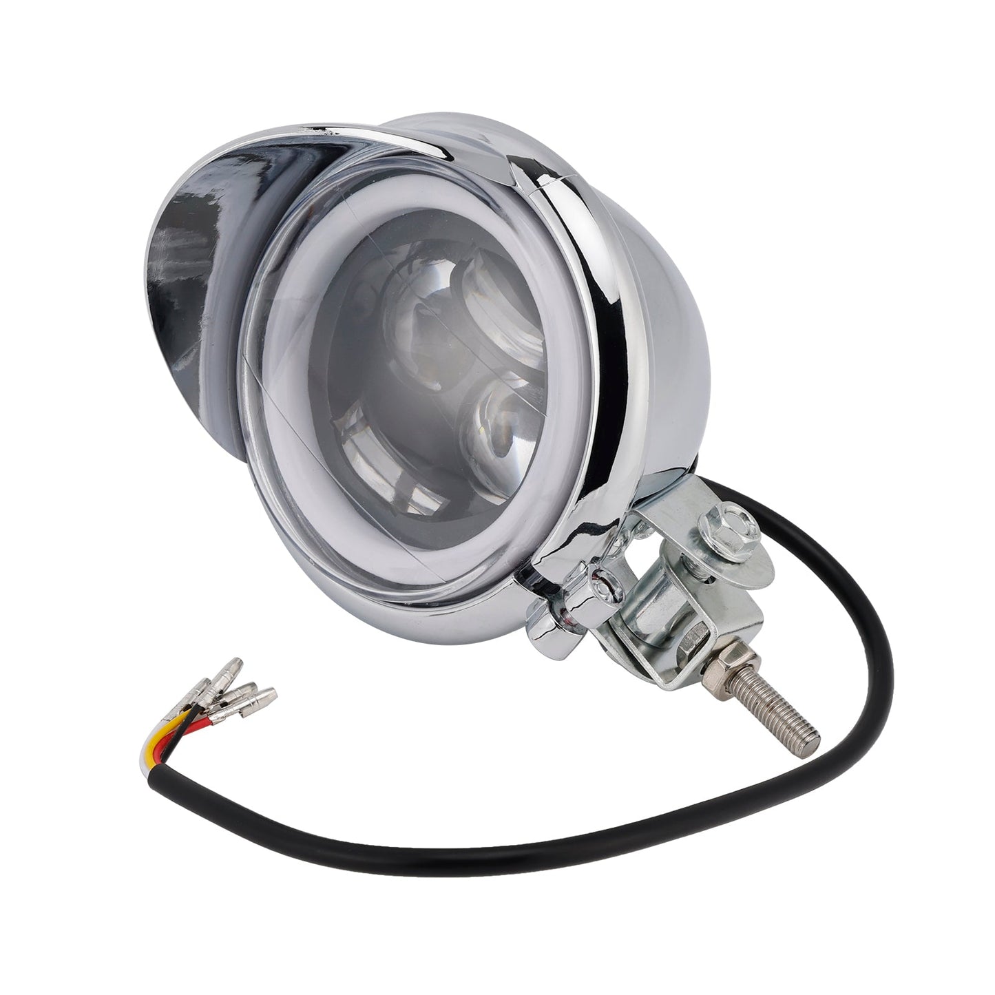 #D62 Faro Lampada Faretto Interruttore Colore Universale Adatto Cromato Per Moto