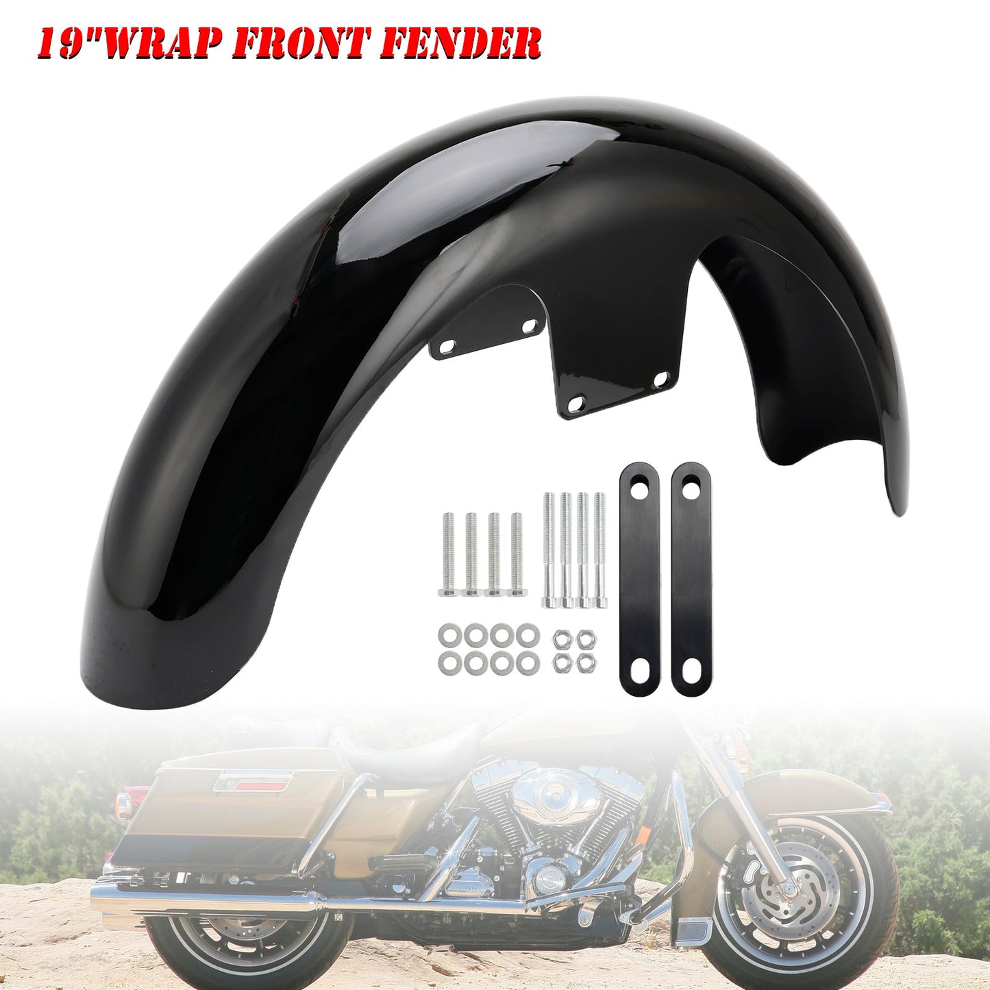 Parafango anteriore avvolgente da 19"" in ABS per Touring Electra Street Road Glide Baggers FLHT FLHR