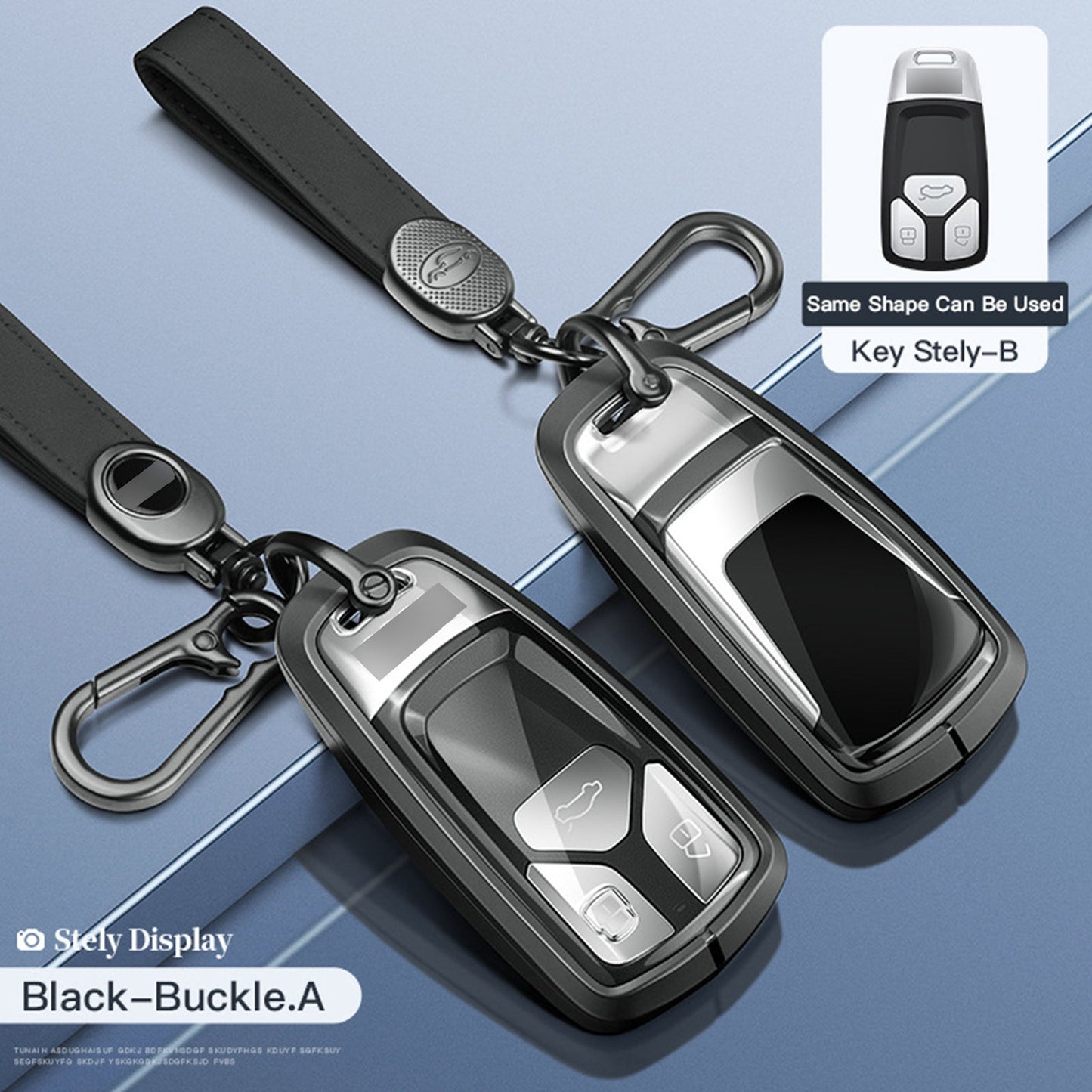 Custodia per chiave auto in TPU nero in lega di alluminio con fibbia per Audi a6l a4l a3