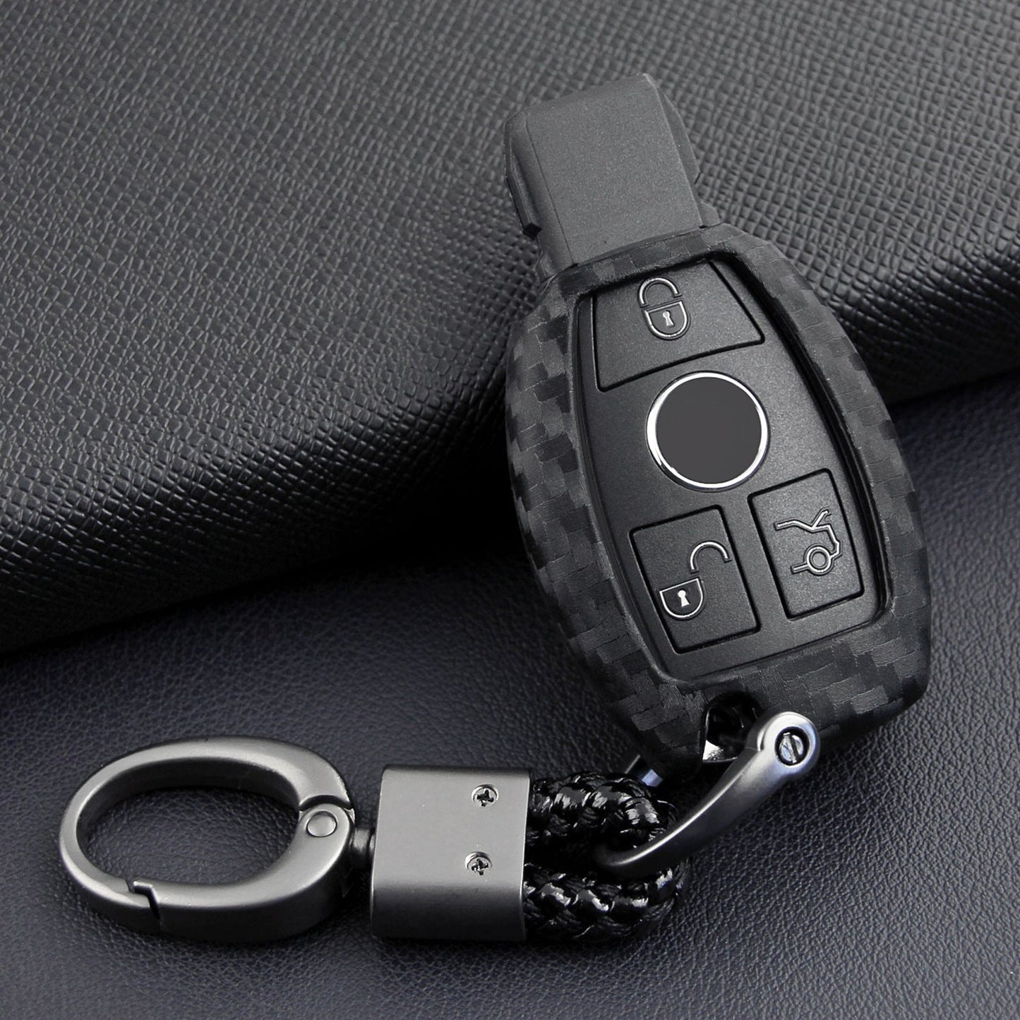 Custodia in silicone e pelle per chiave auto con fibbia per Mercedes-Benz