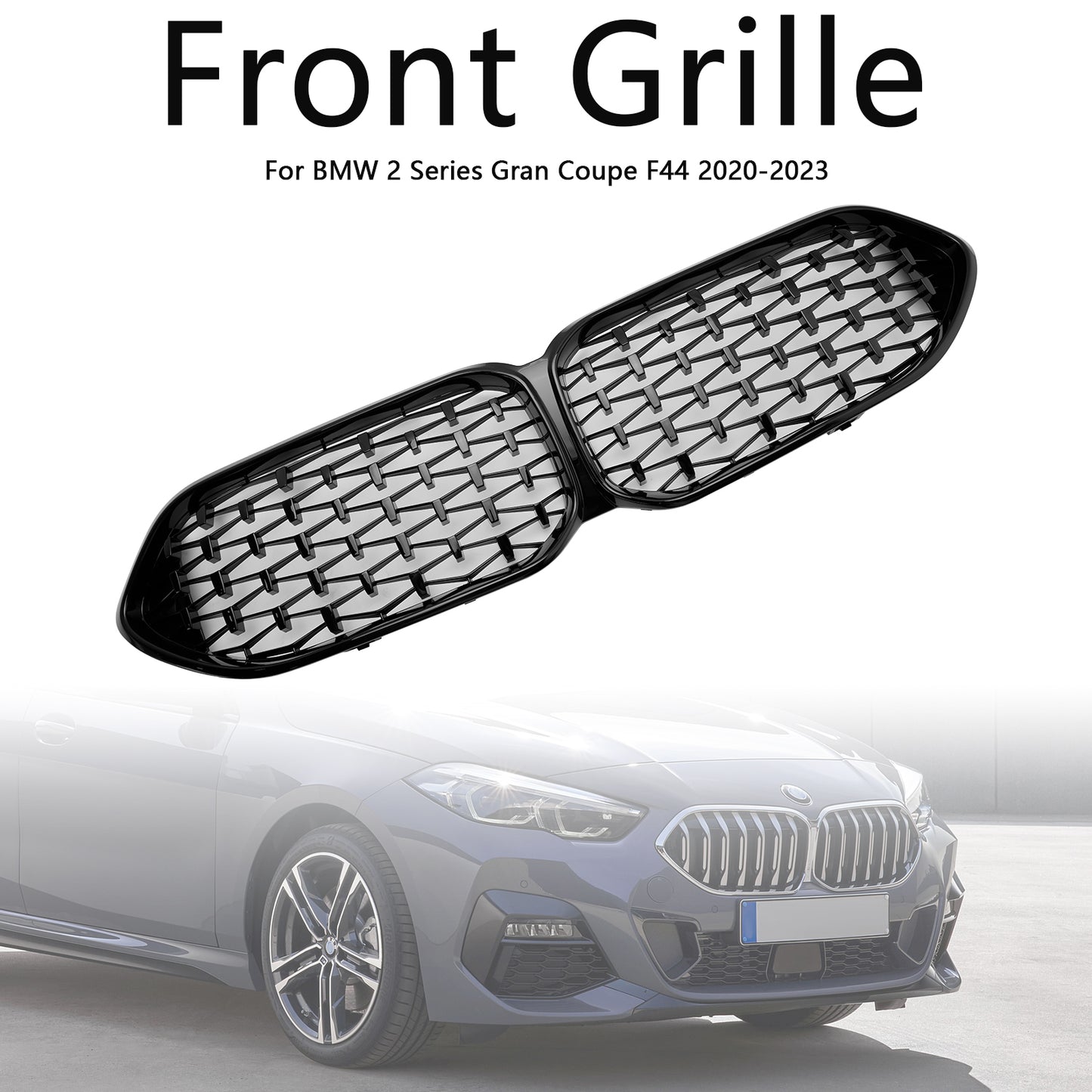 Per 2020 2021 2022 2023 BMW Serie 2 F44 Griglia anteriore nera lucida Coupé M Diamond 51135A39378/51138080494