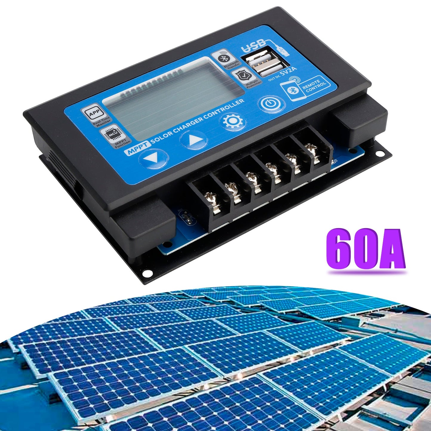 Regolatore solare MPPT dedicato con accumulo di energia Snap-On integrato da 30/60 A, Bluetooth