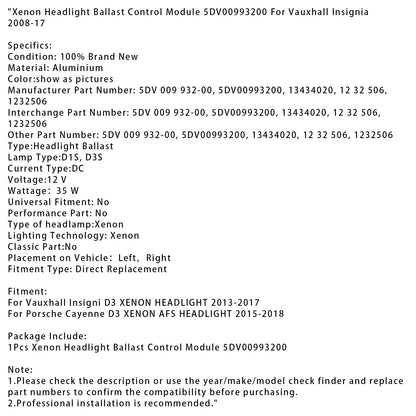 Modulo di controllo della centralina fari allo xeno AFS per Porsche Cayenne D3 2015-2018 5DV00993200