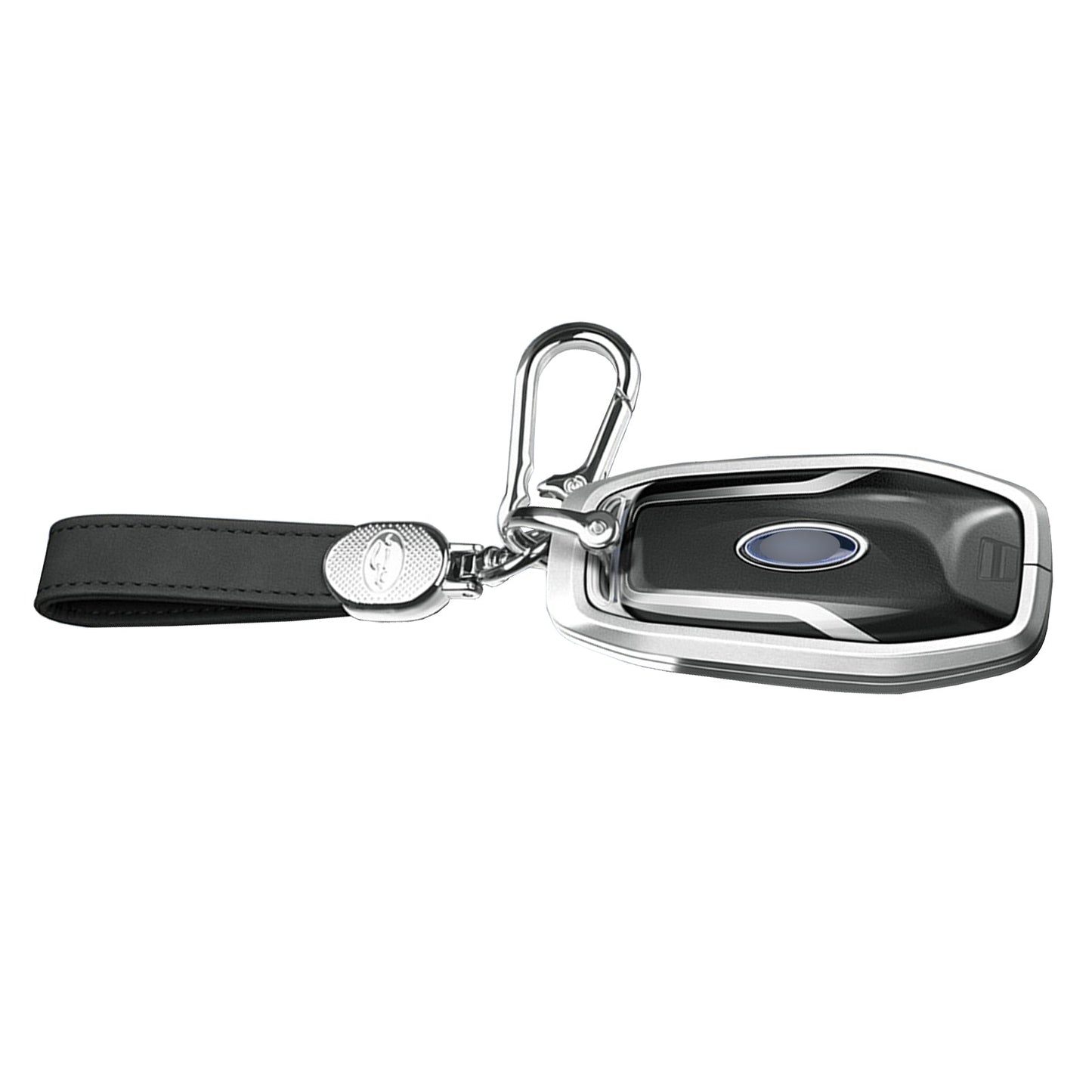 Custodia per chiave auto in TPU argentato in lega di alluminio con fibbia per Ford